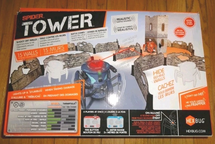 Hexbug THE TOWER Battleground Fight with Light 2 Spiders Blue Vs Orange 8+