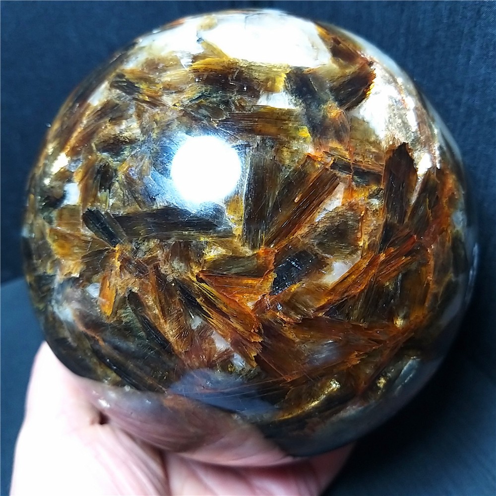RARE 3200G Natural Brown Tourmaline Unicorn Gem Mica Symbiotic Stone Ball AC1013
