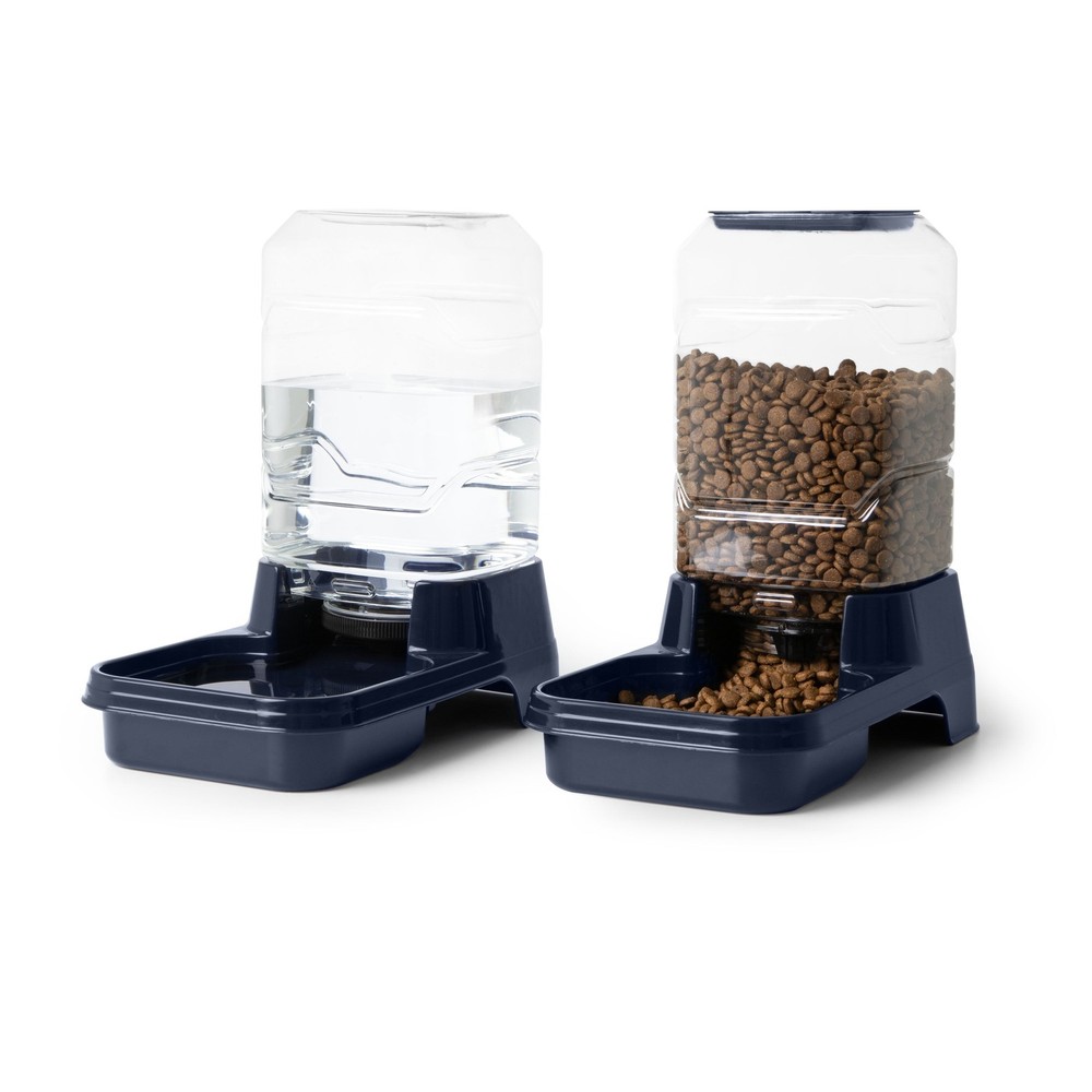 Gravity Pet Feeder for Dogs and Cats, Medium, Navy, 5 Pound Capacity