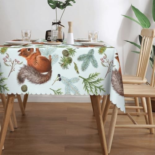 Squirrels Pine Cone Tablecloth Rectangular Table Cloth Table Cover Squirrels 1