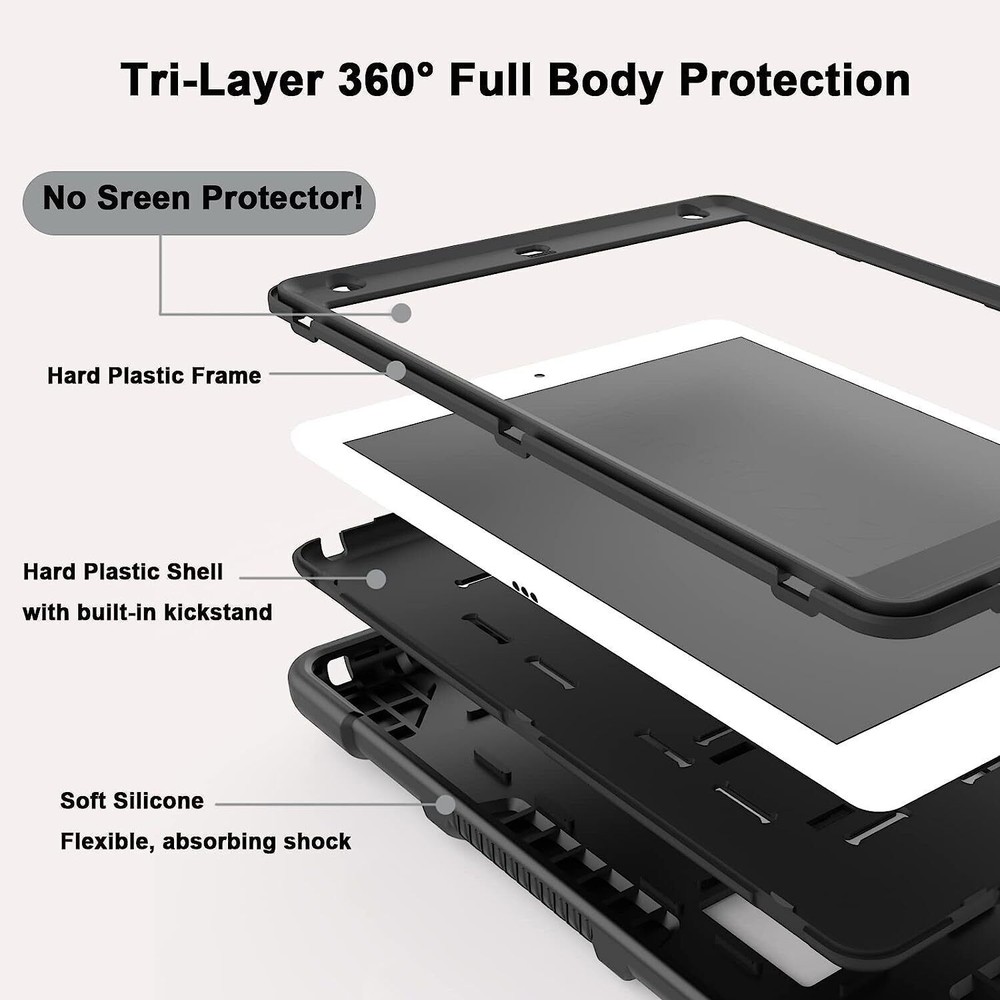Case For iPad 9th Generation Heavy Duty Shockproof Rugged Cover+Screen Protector