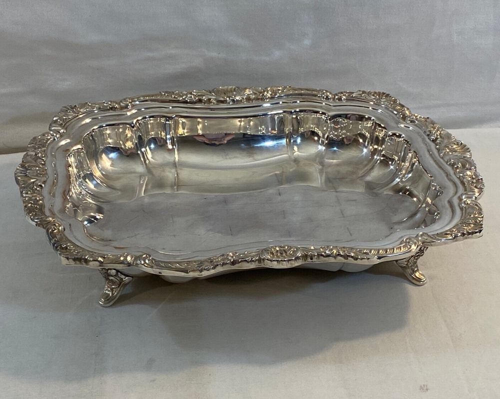 Lancaster Rose Poole Silver Footed 2 Piece Buffet Dish + Lid #402