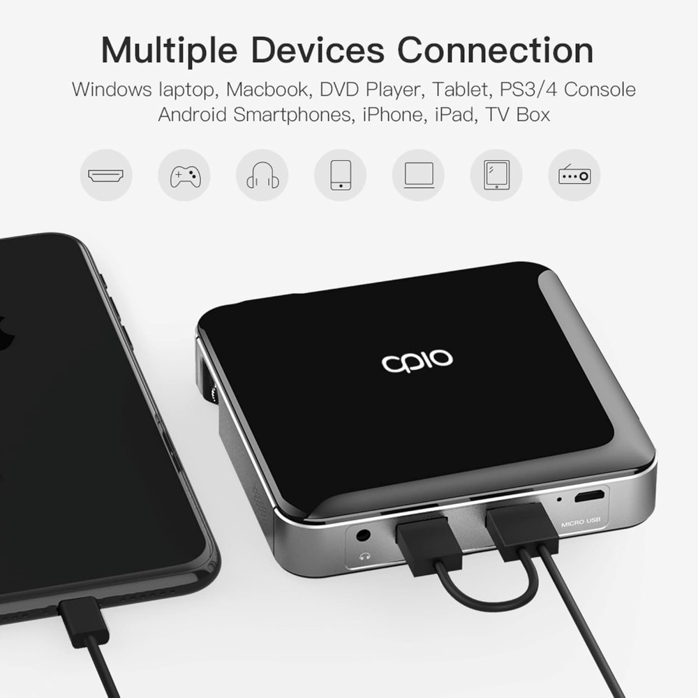 100" Clear Imaging Smart Mini DLP Pocket Projector HDMI, USB-A, High Resolution