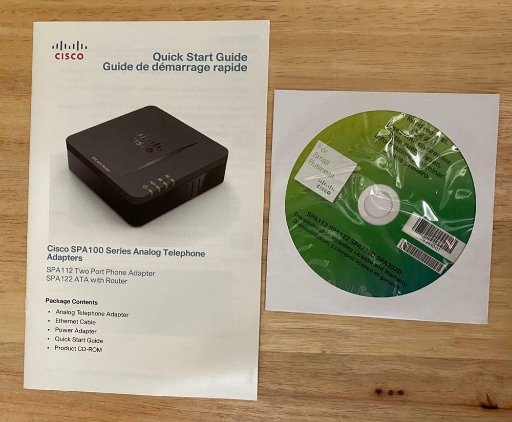 Cisco SPA100 Quick Start Guide + Software Disk ONLY for Analog Telephone Adapter