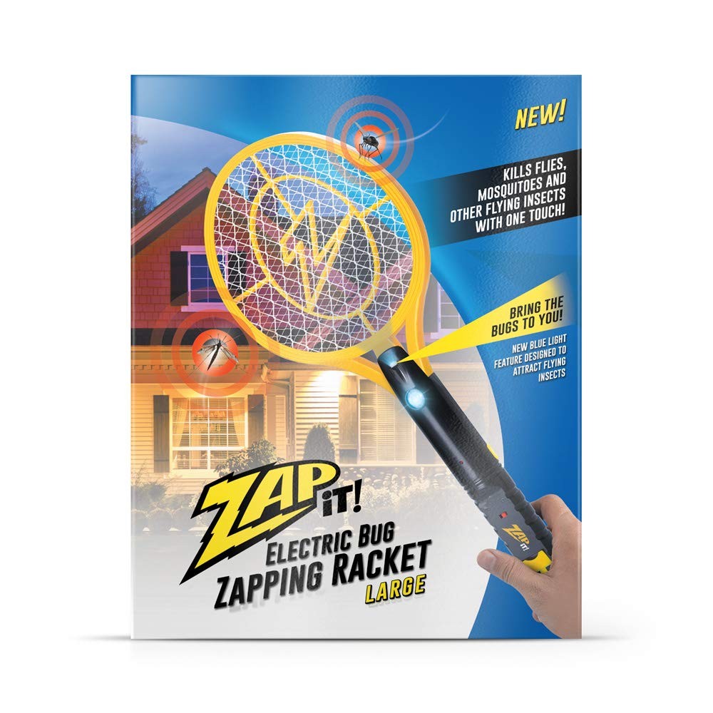 ZAP IT! Bug Zapper Rechargeable Bug Zapper Racket W/ Blue Light Attractant, 4...