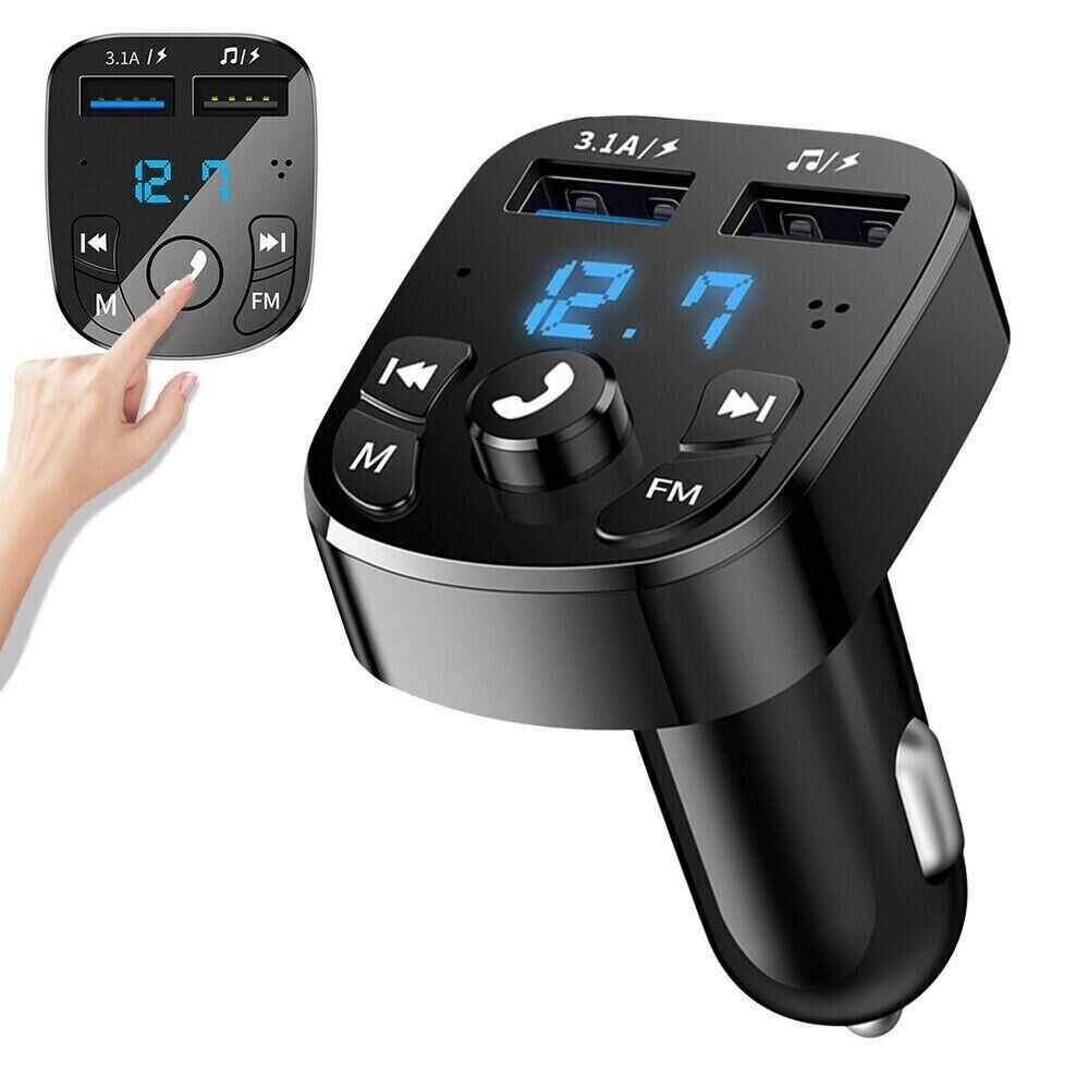 Bluetooth 5.0 Car Wireless FM Transmitter Adapter 2USB PD Charger AUX Hands lot