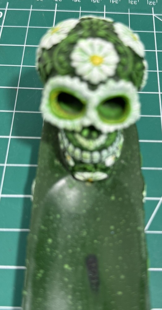 Sugar Skull Incense Burner Green Ceramic Unique