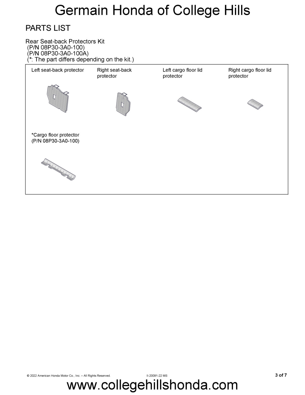 2023-2025 Genuine Honda CR-V Hybrid Seat Back Protectors OEM NEW! 08P30-3A0-100A
