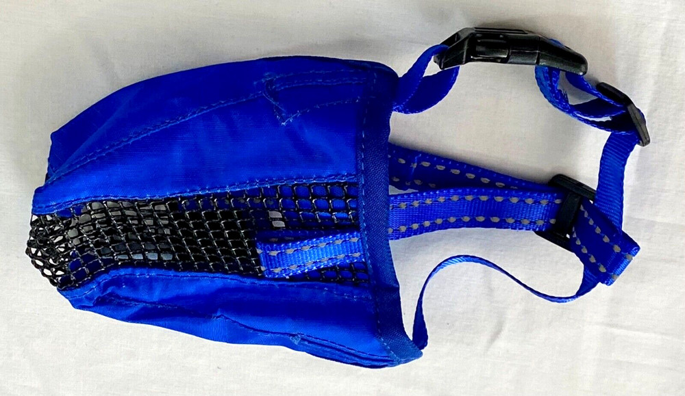 Marnonsis small dog muzzle blue adjustable strap breathable soft mesh