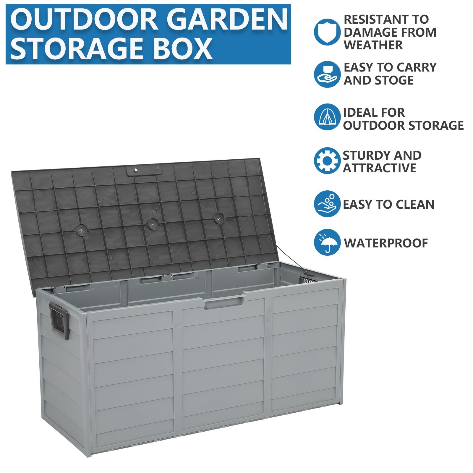 Storage Deck Box Resin Garden Outdoor Backyard Organizer 75 Gal Bin Waterproof