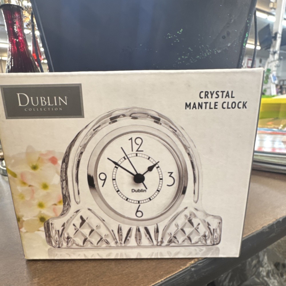 Dublin Collection Crystal Analog Mantel Clock Clear Arabic Numerals