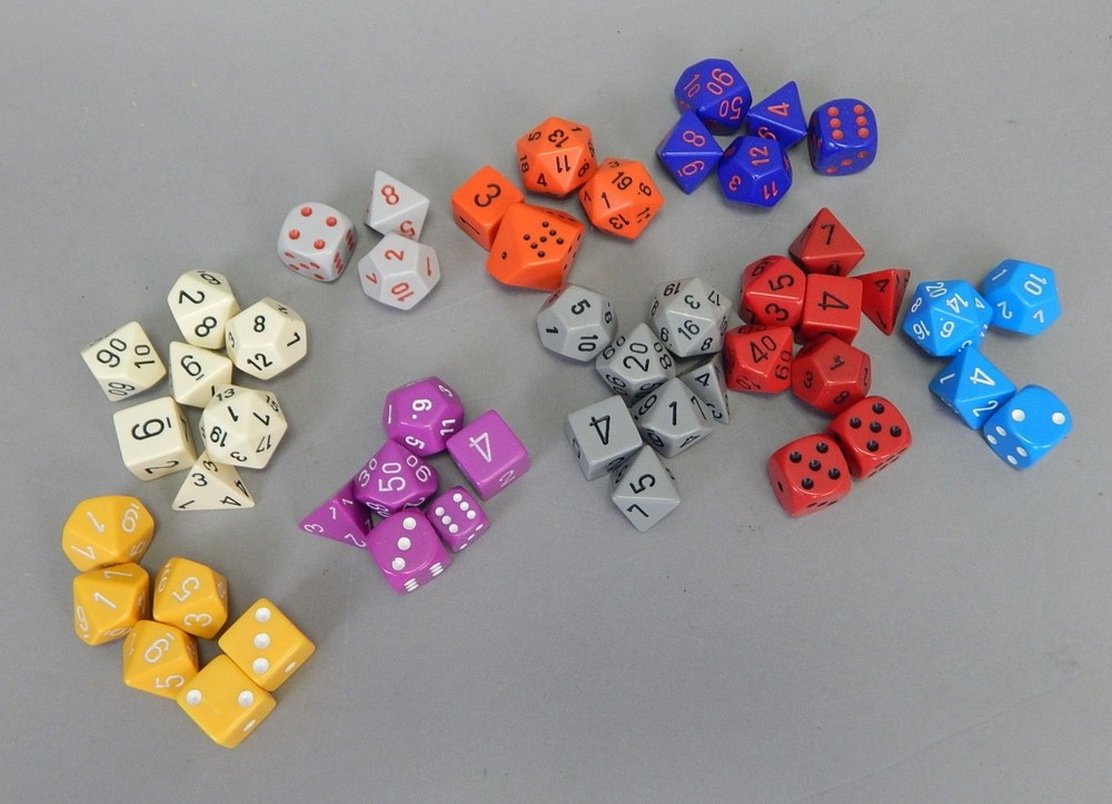 Mixed Lot Partial Sets Old Chessex opaque poly dice pips OOP