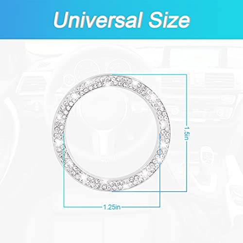 Car Bling Crystal Rhinestone Engine Start Ring Decals, 2 Pack Car Double Silver