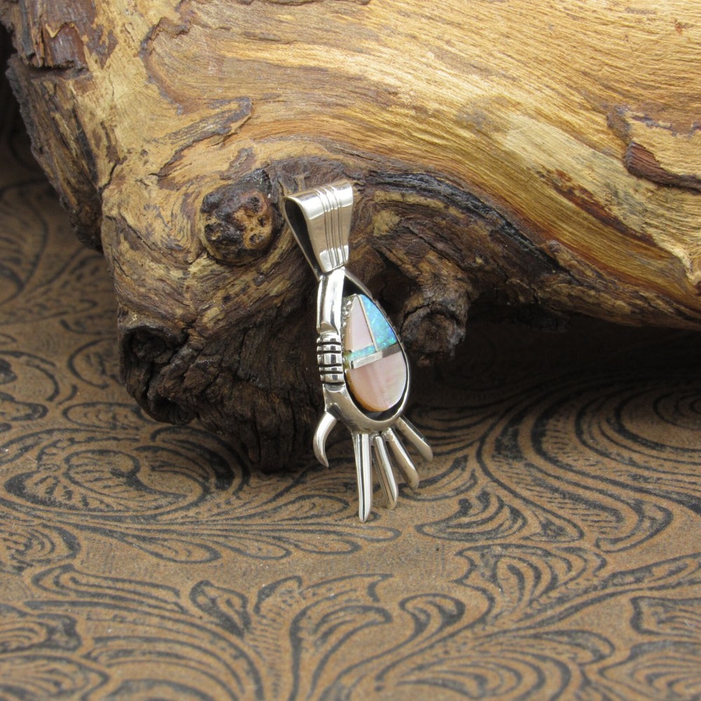 Sterling Silver Inlay Shadowbox Paw Pendant