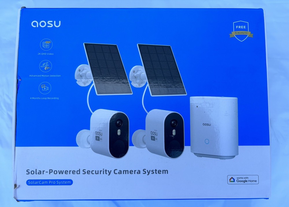 AOSU Solar Camera Security Outdoor - 2K  Security Cameras Wireless. 2 cameras