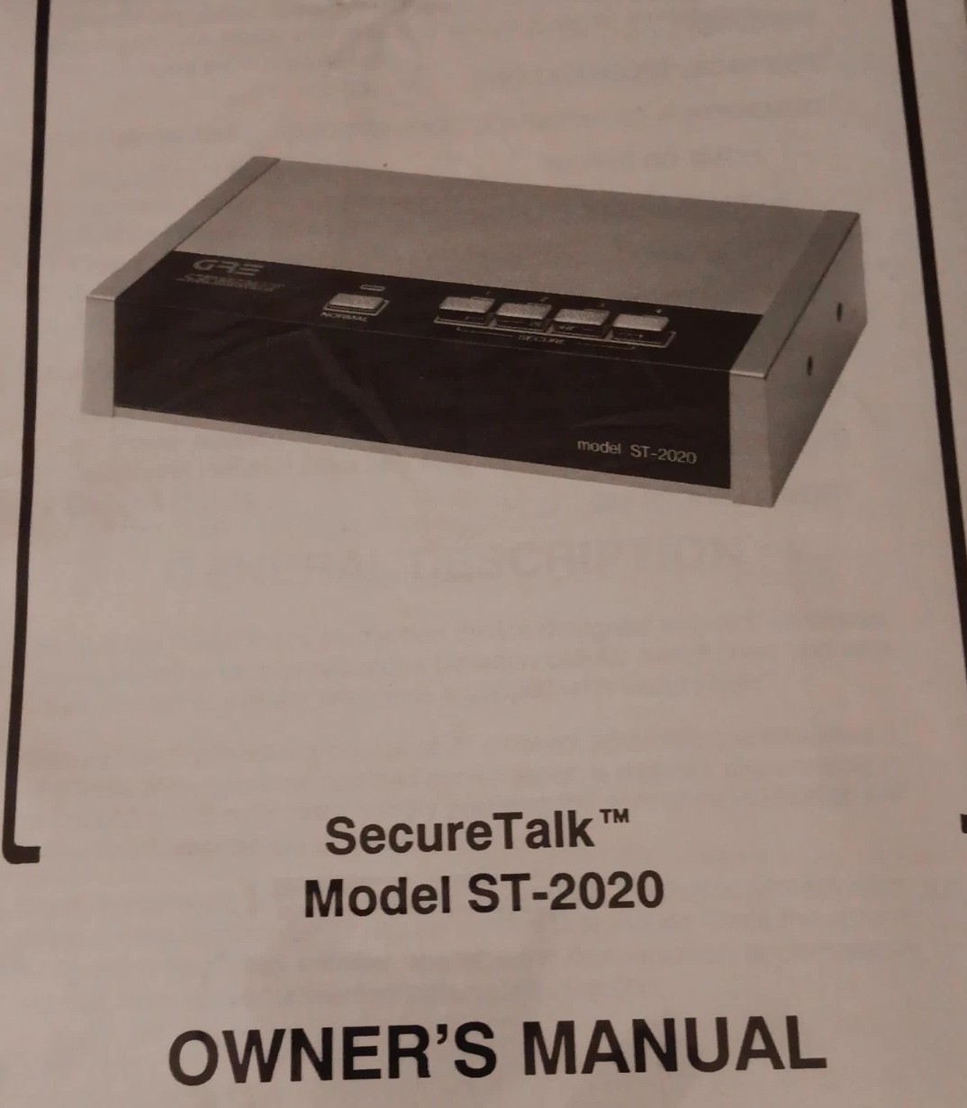 GRE America Secure Talk ST-2020 Speech Device (De-Scrambler) Rare Vintage - New?