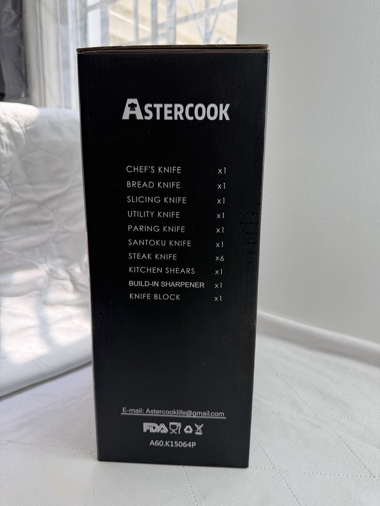 Astercook Knife set,14 Piece Kitchen Knife Set with Built in Sharpener Stainless