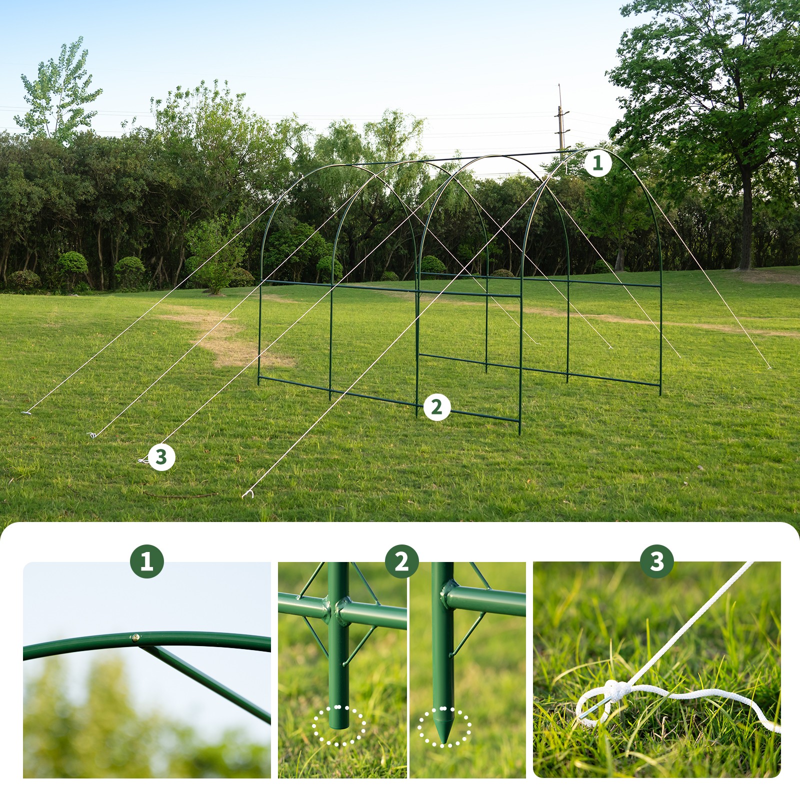 Large Size Steel Garden Arch Rose Arbor Climbing Plant Grape Support Frame Yard