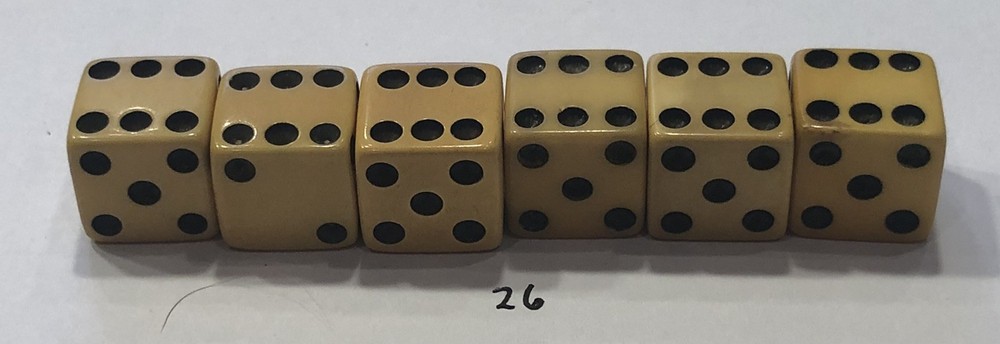 Three Pair Butterscotch Bakelite 1/2” Vintage Dice (Tested)