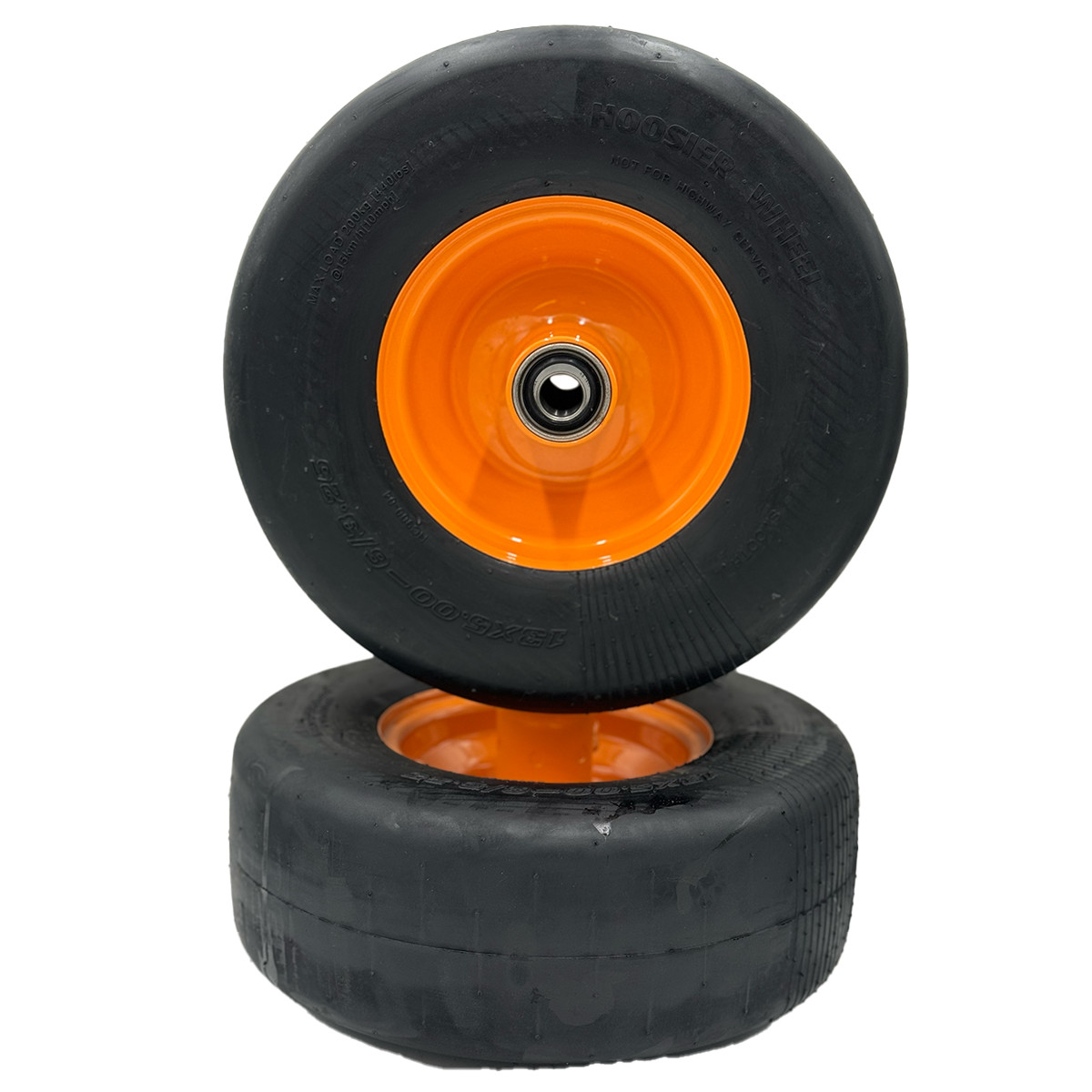 SET of 2 - 13x5.00-6 Smooth Flat Free Lawn Mower Wheel Assembly