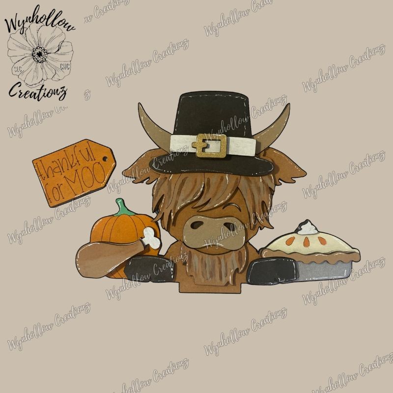 Thanksgiving Highland Cow Interchangeable Basket Insert