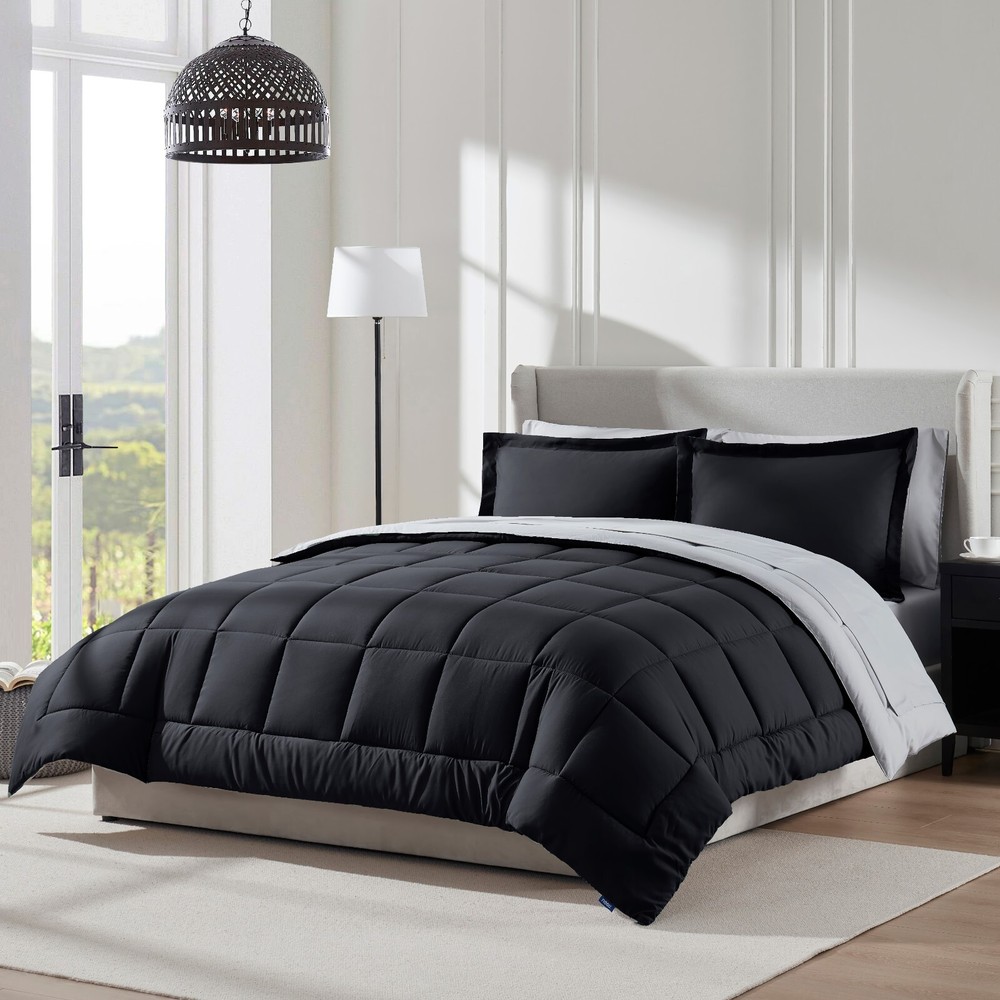 Double brushed Microfiber Reversible Bed In a Bag with Down Alternative Pillow