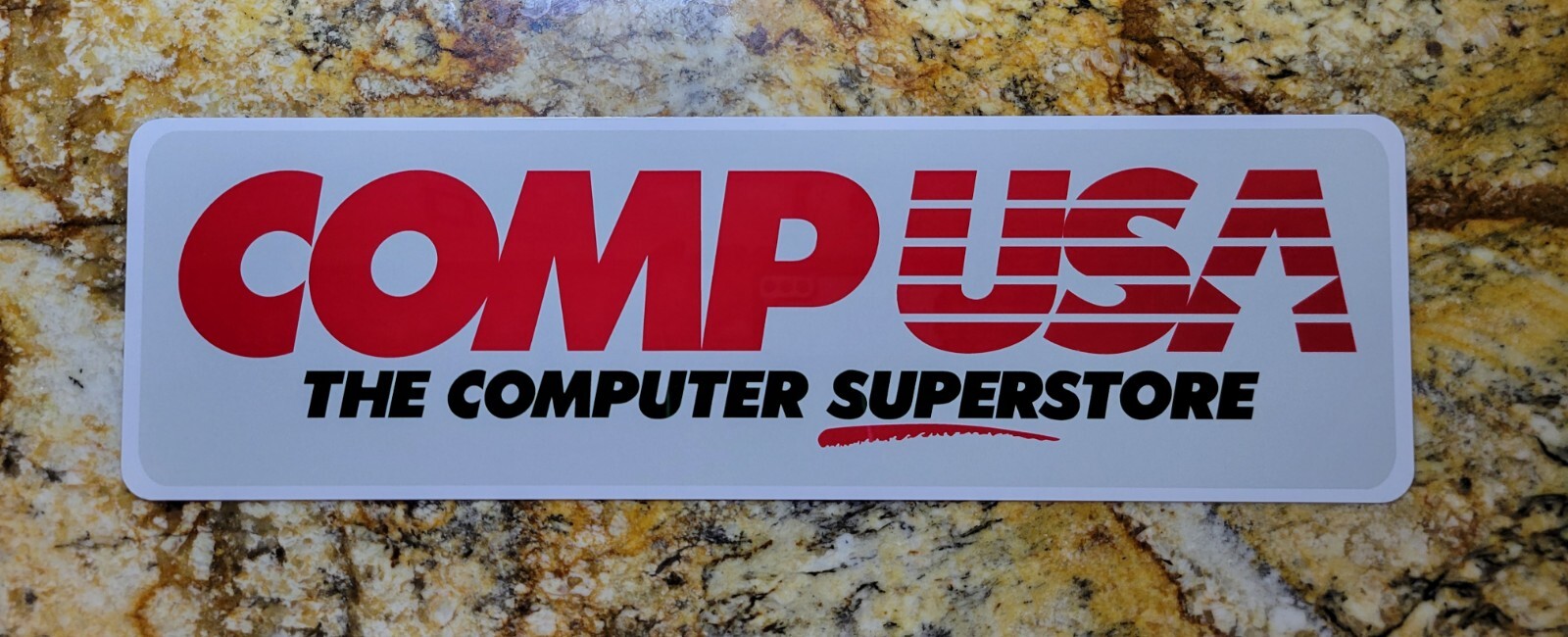 compusa aluminum sign memorabilia 6" x 23"