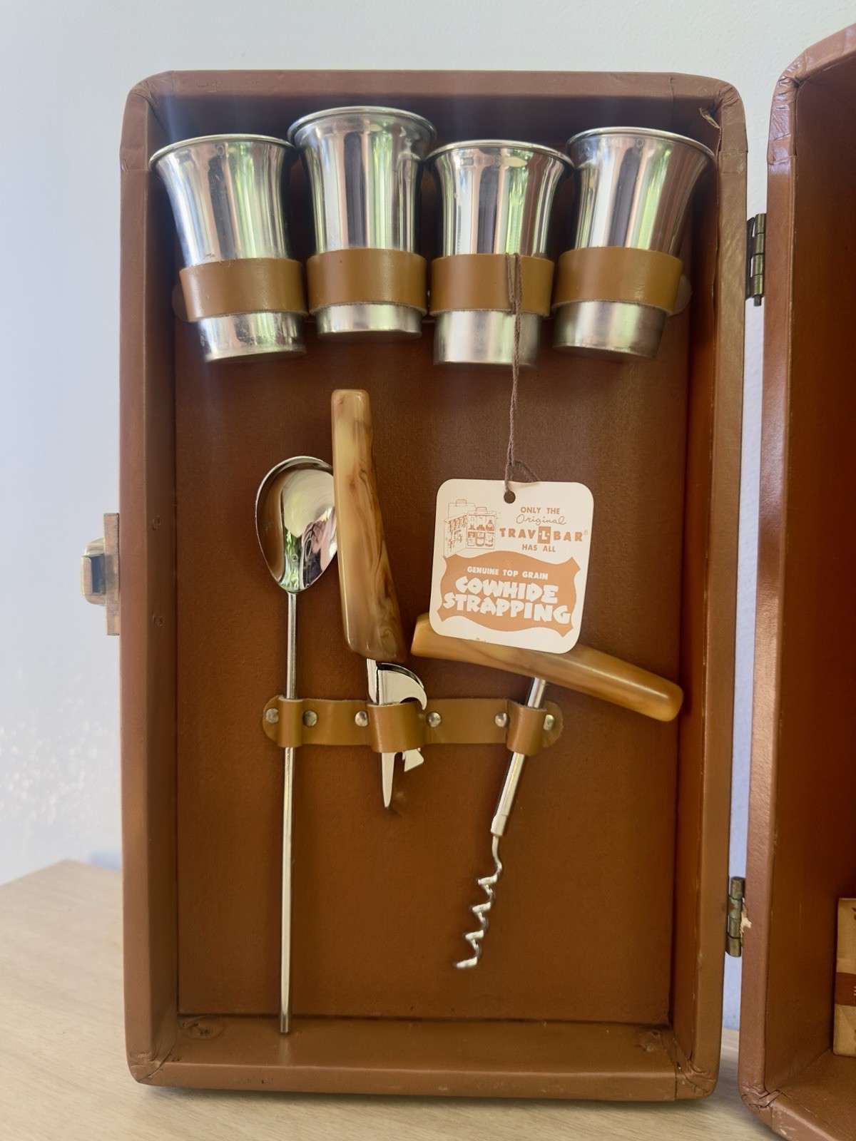 Vintage Trav-L-Bar Portable Cocktail Case • Complete With Barware & Key • MCM