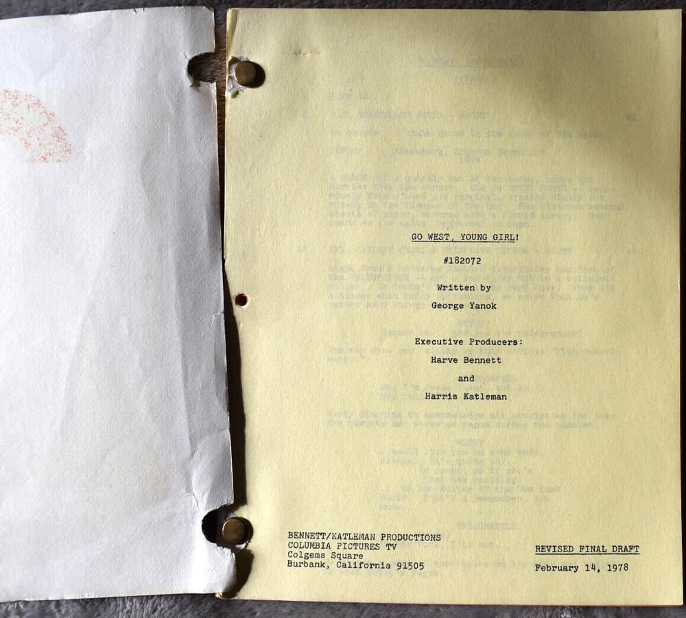1978 Go West, Young Girl! Original Screenplay Script Revised Final Draft