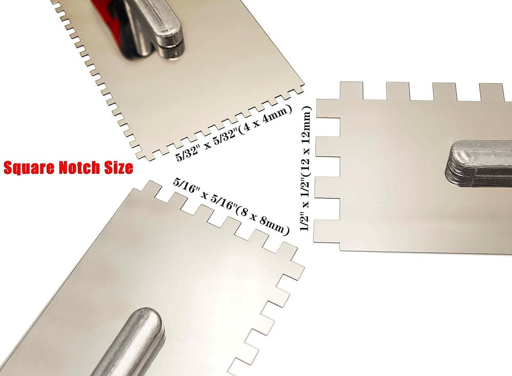 Tile Tools for Tiling Installation Grouting Stainless Steel Square Notch Trowel