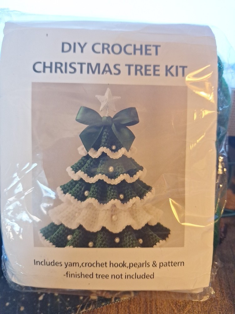 DIY Crochet Christmas Tree Kit Include Yarn Hook Pearls And Pattern