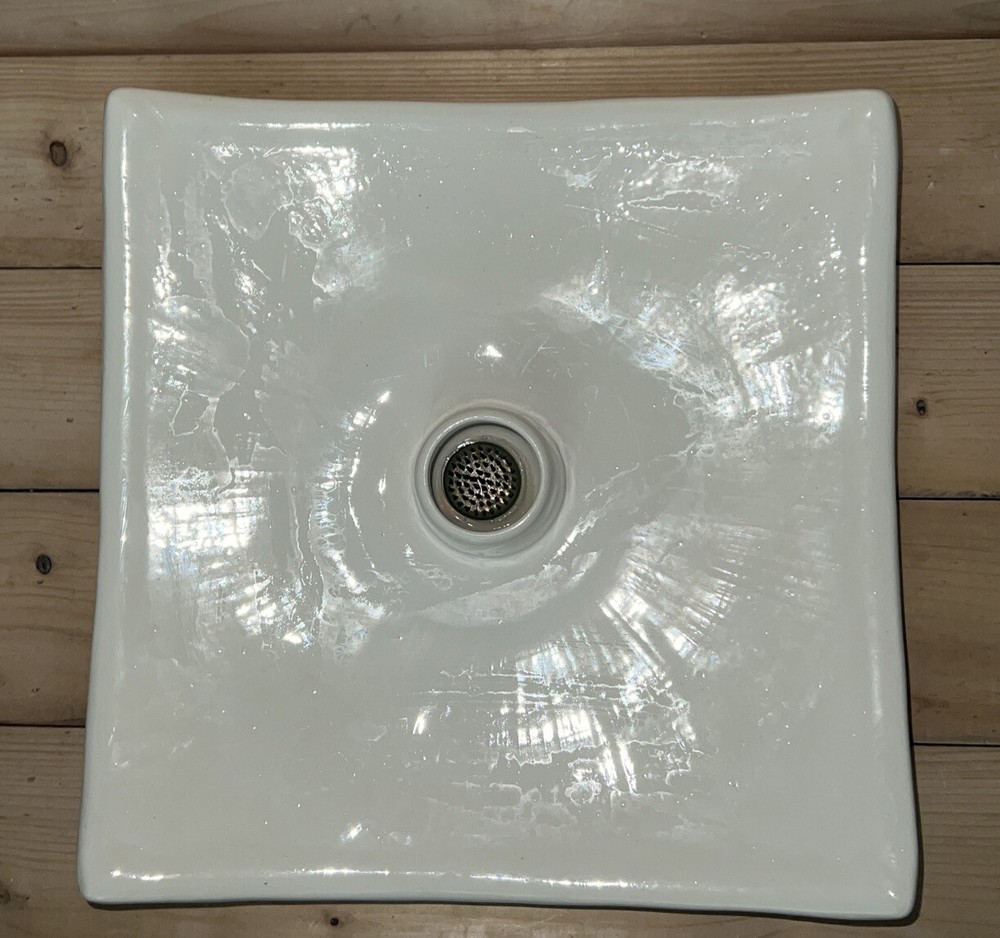 Pottery Ikebana Ware White Square Flat Vase Flower Server