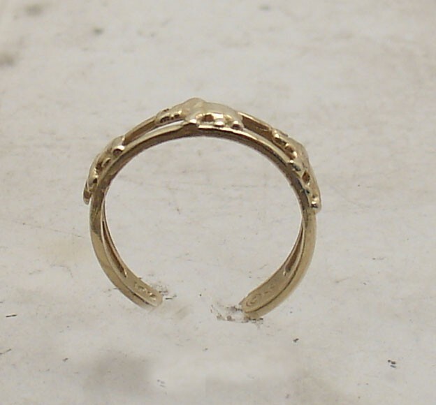3D Cute Adjustable Framed Good Luck Elephant Toe Ring Solid Real 10K Yellow Gold