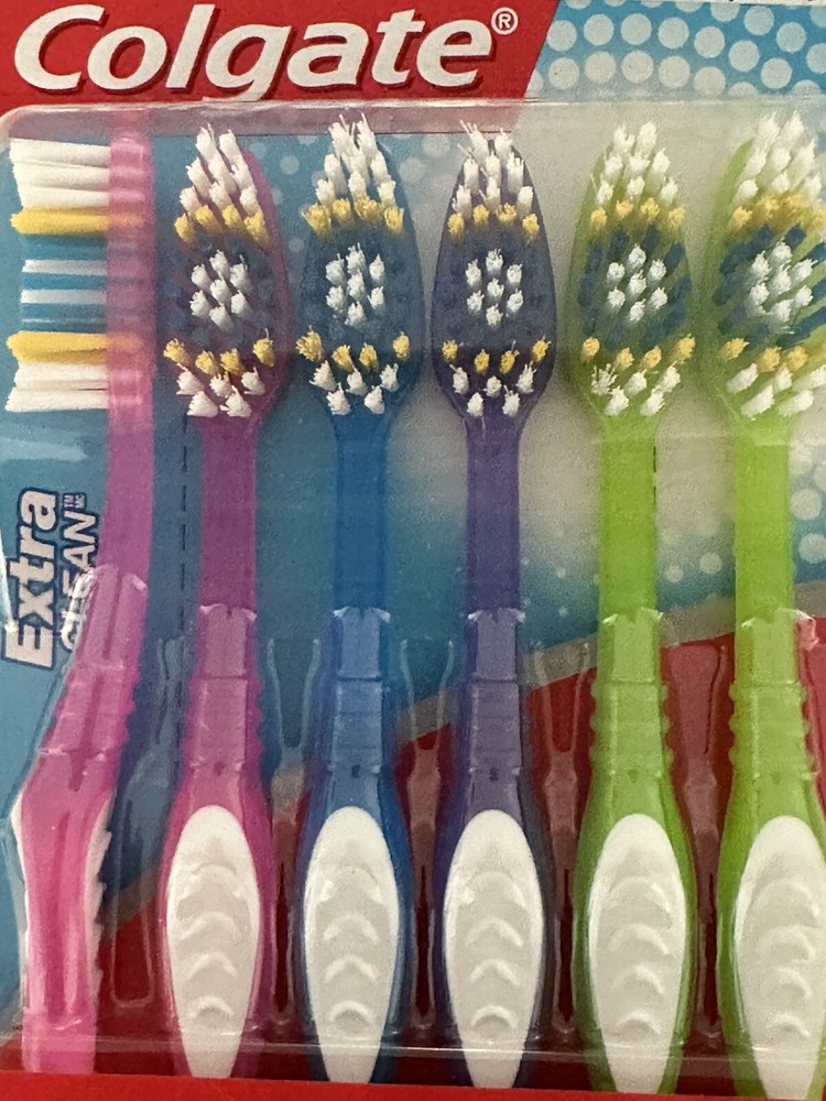 Toothbrushes Medium Colgate Extra Clean Circular Bristles 6 Count - New & Sealed