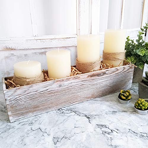 1 Pcs Wood Planter Rectangle Whitewashed Rectangular Decorative Wooden Box