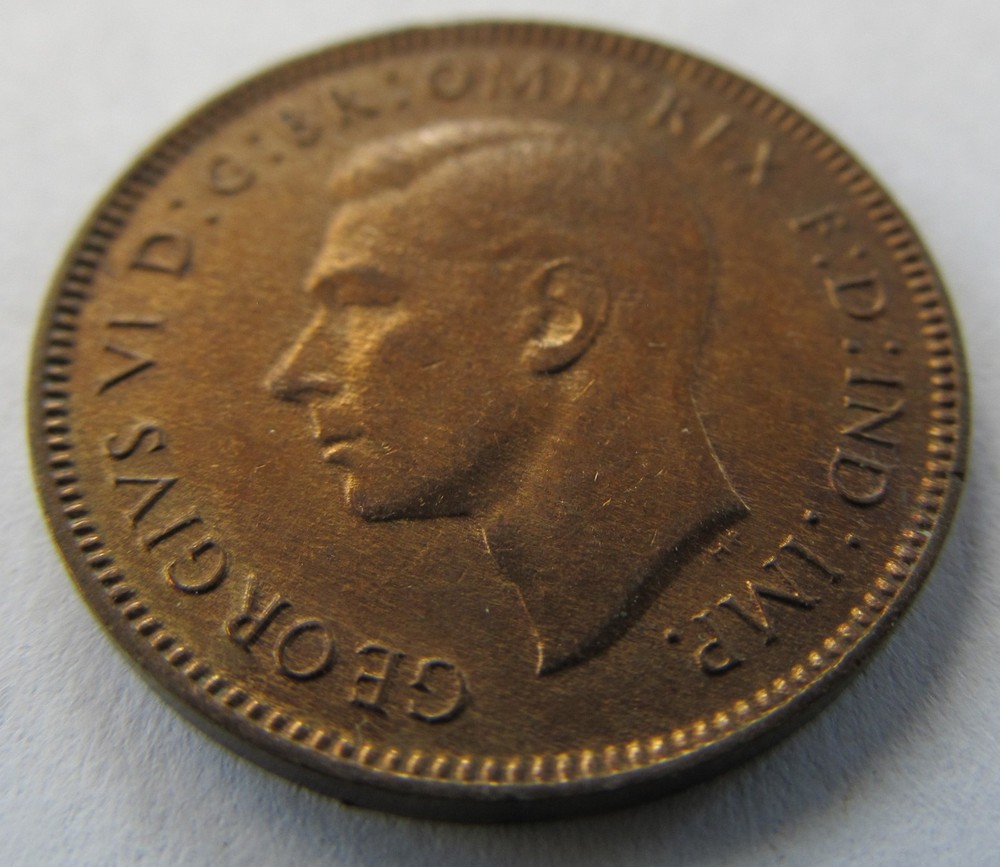 1939 Farthing, George VI, KM #843