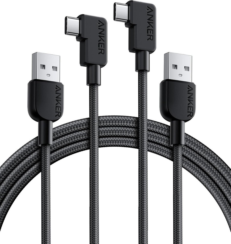 Anker Cable [2 Pack 6FT], Right Angle USB A to USB C Braided Cable, Durable 90 D