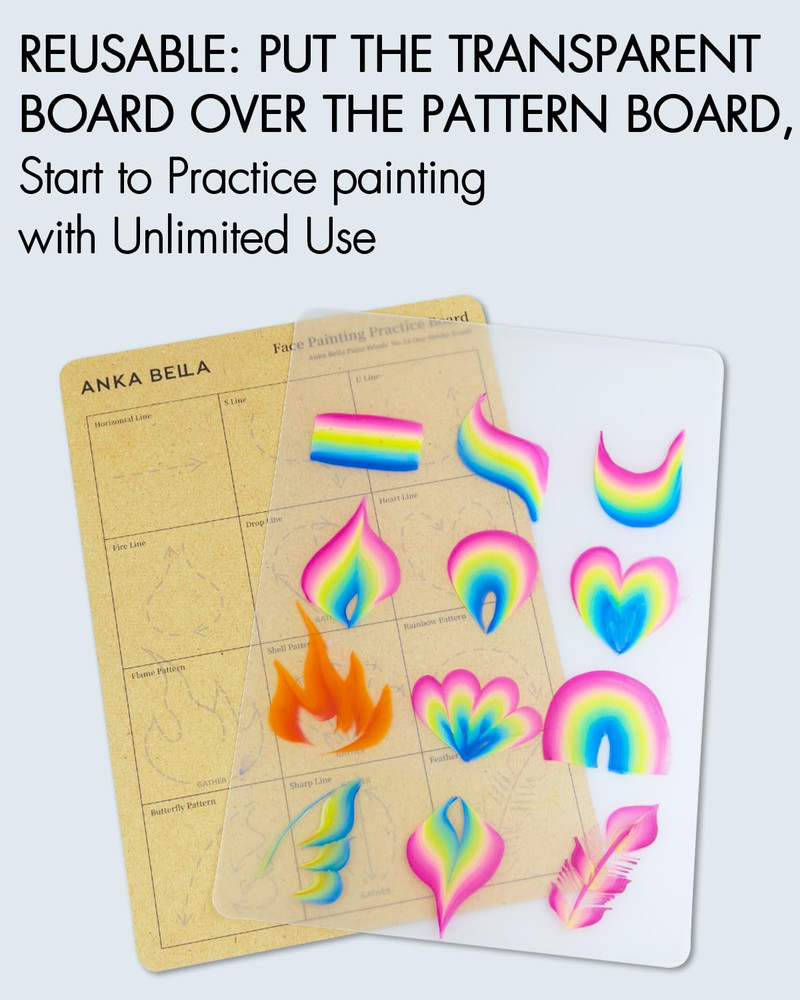 Reusable Face Paint Practice Board 7Pcs Painting Sheet with Various Patterns One