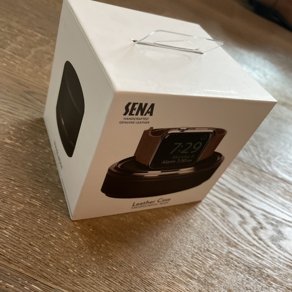 SENA Leather Watch Case WITH CHARGING CABLE for Apple Watch Black