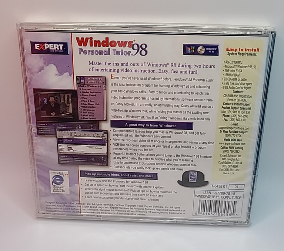 Windows 98 Personal Tutor (PC CD-ROM, 1998, Learnkey Expert Software) New Sealed