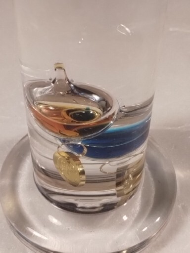 Galileo liquid Thermometer Hand Blown 14 "