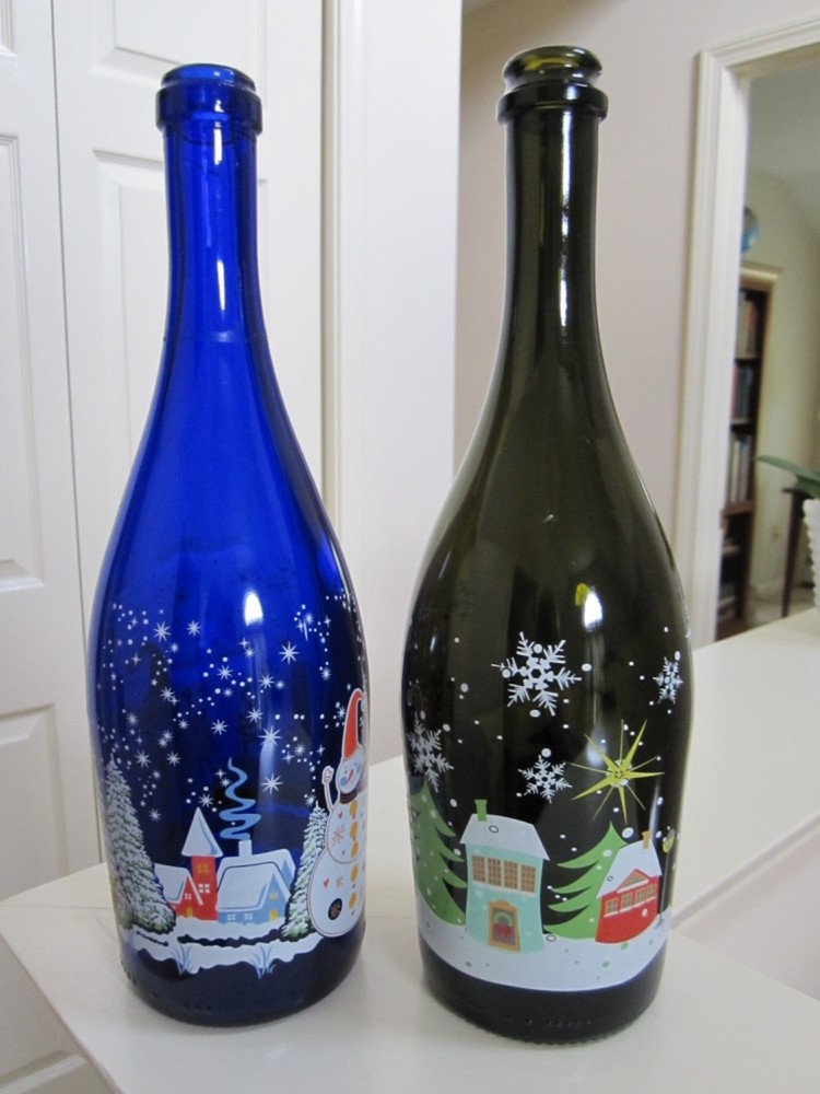 2 Empty Happy Winter Holidays Spumante  Bottles