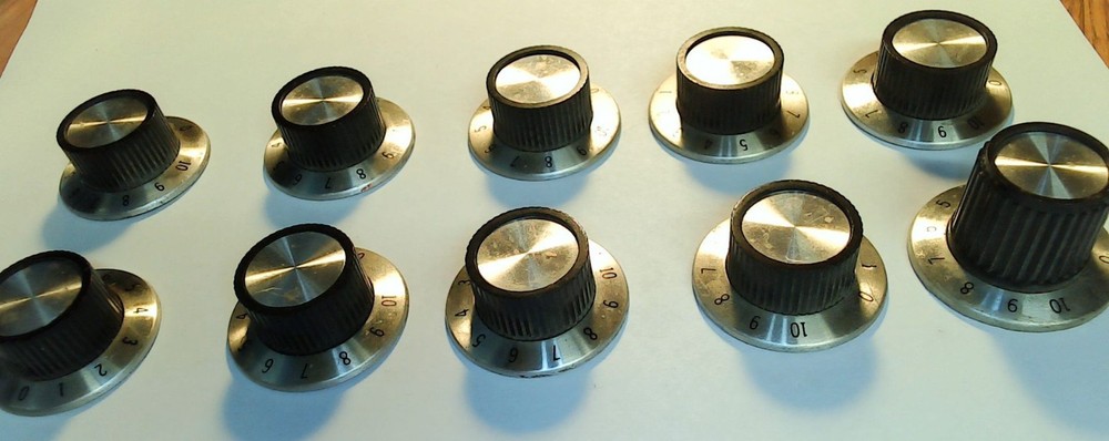 Vintage Skirted Numerical Control Knobs. Lot of Ten