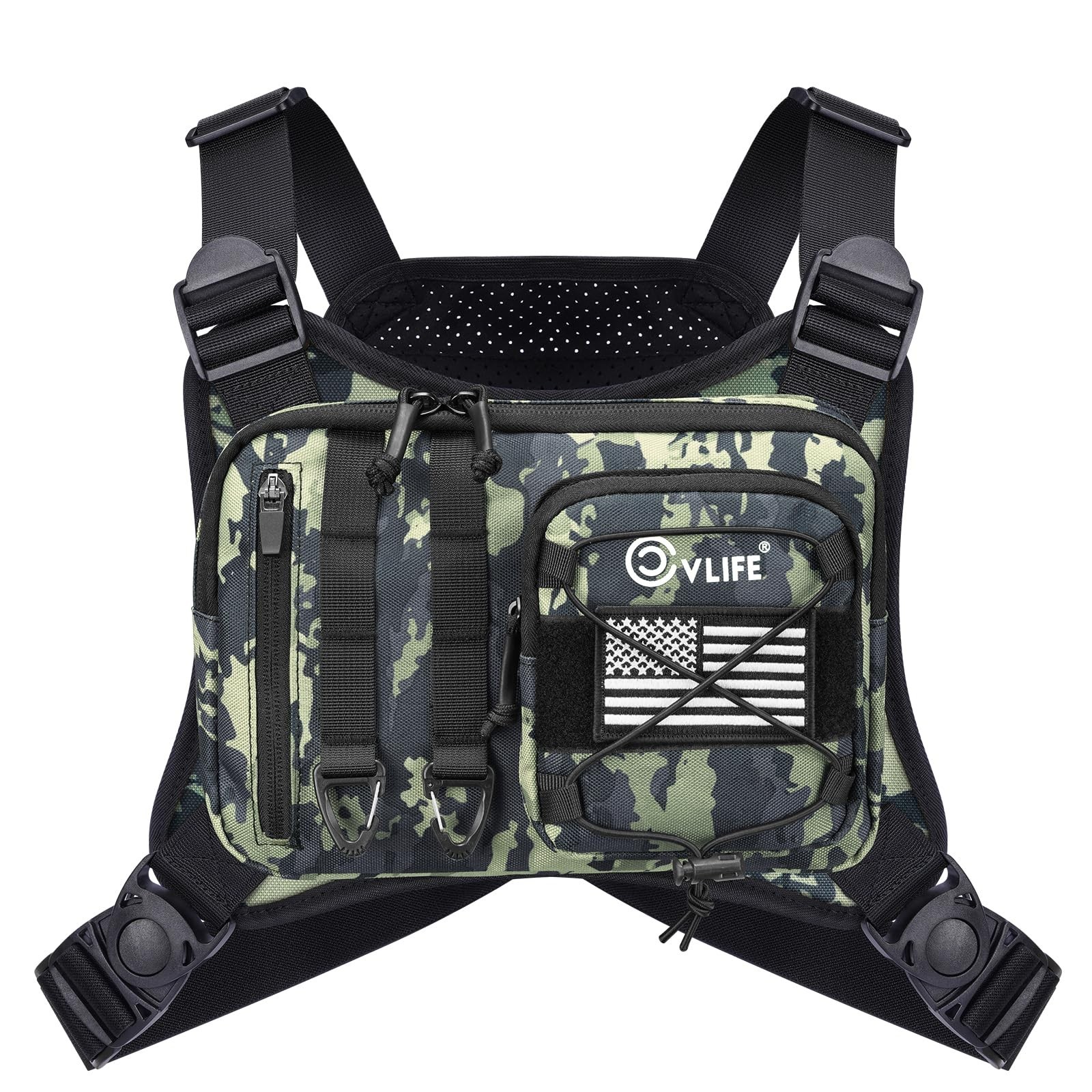 CVLIFE Outdoor Chest Bag for Men, Tactical Chest Pack, Adjustable Running Ves...