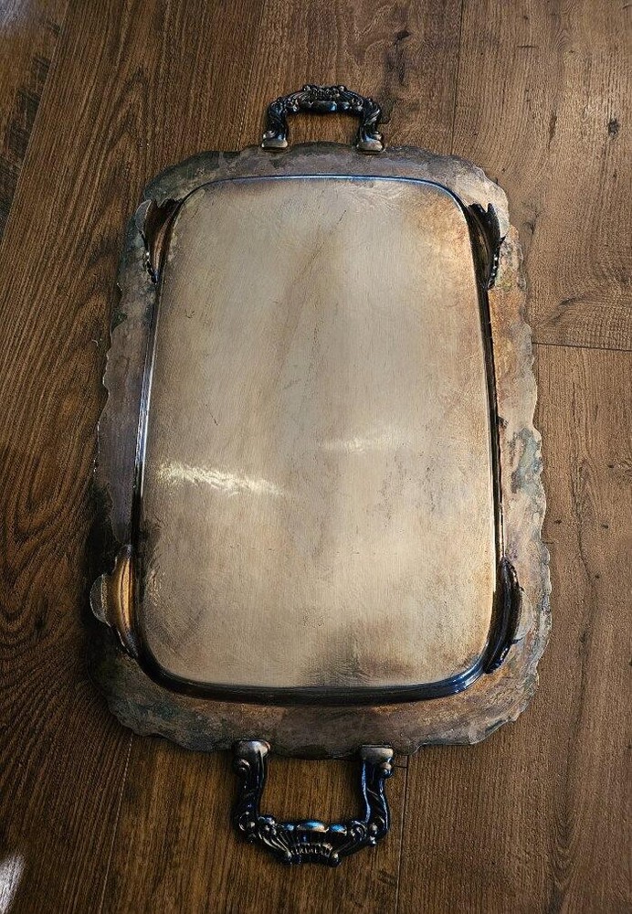 ONEIDA SilverPlate Serving Tray Handles Ornate Footed