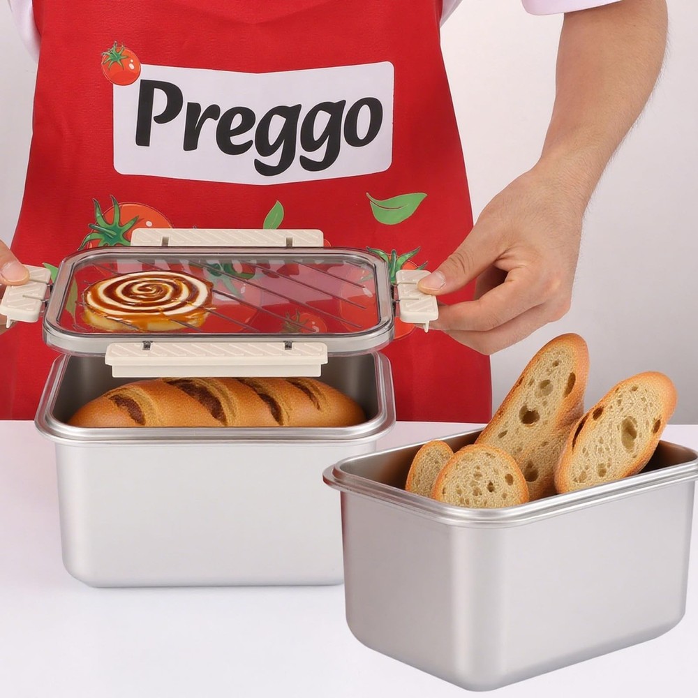 CODOHI Bread Box for Homemade Bread, Time Recording Bread Storage Container w...
