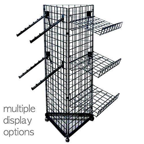 Black Triangle Wire Gridwall Panel Display Rack with Casters