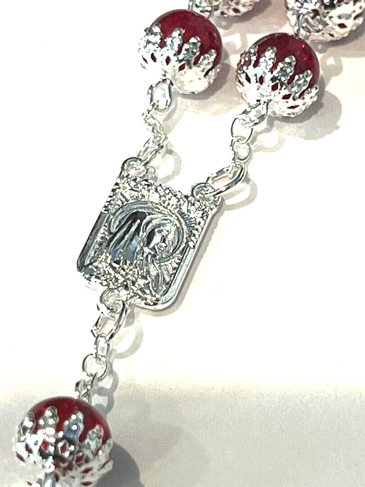 J.C. WALSH & SONS RED RESIN ROSARY 36" BEADS JCW107