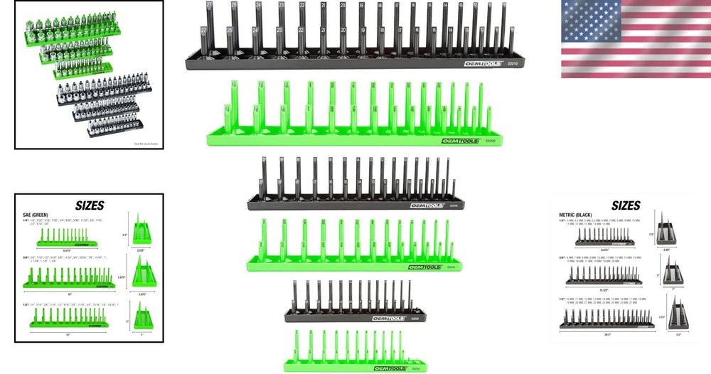 Durable 6PC Socket Organizer for Toolbox - Stable Base & Quick Size Finding