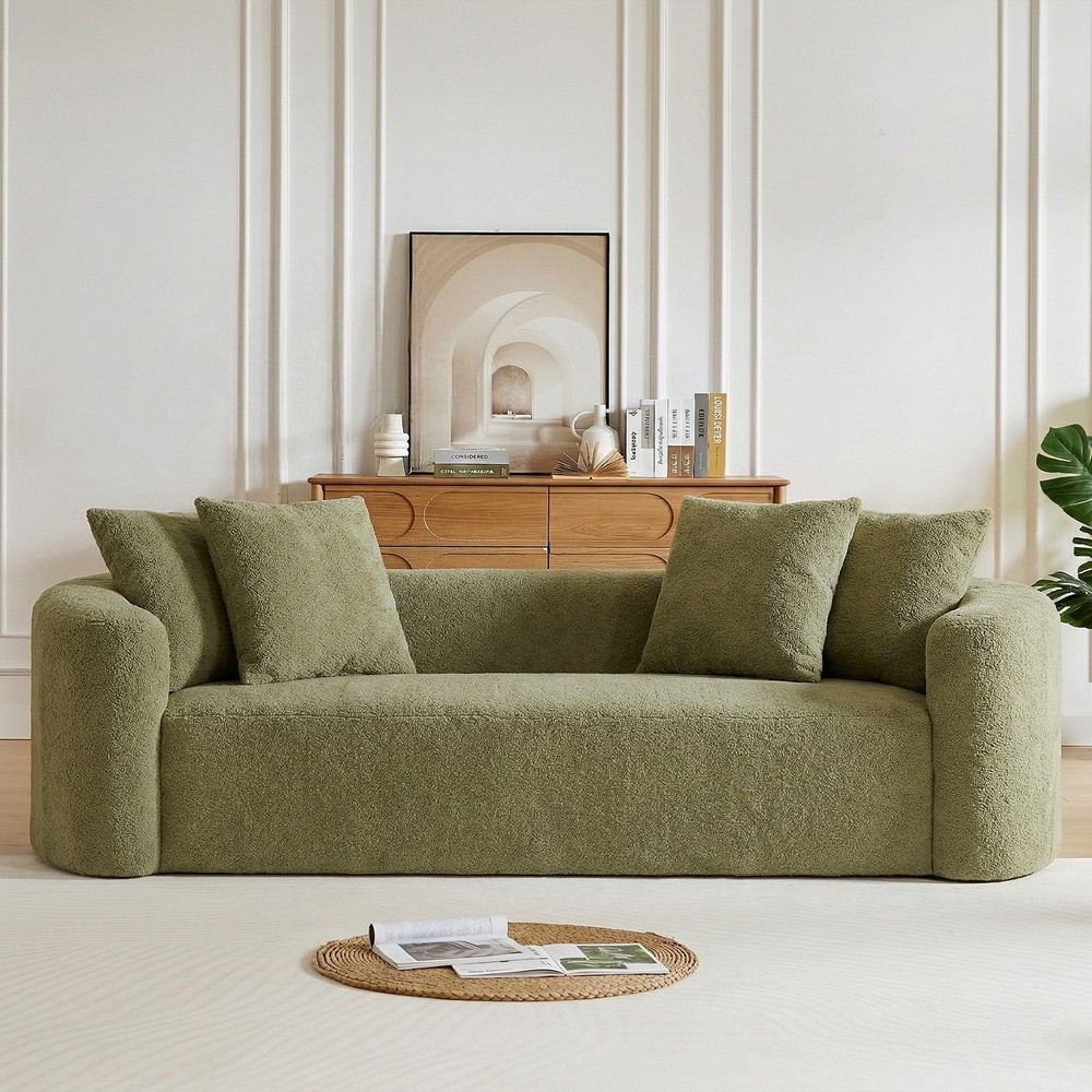93" Curved Cloud Couch Deep Seat Sofa No Assembly Pillows, 4-Seat